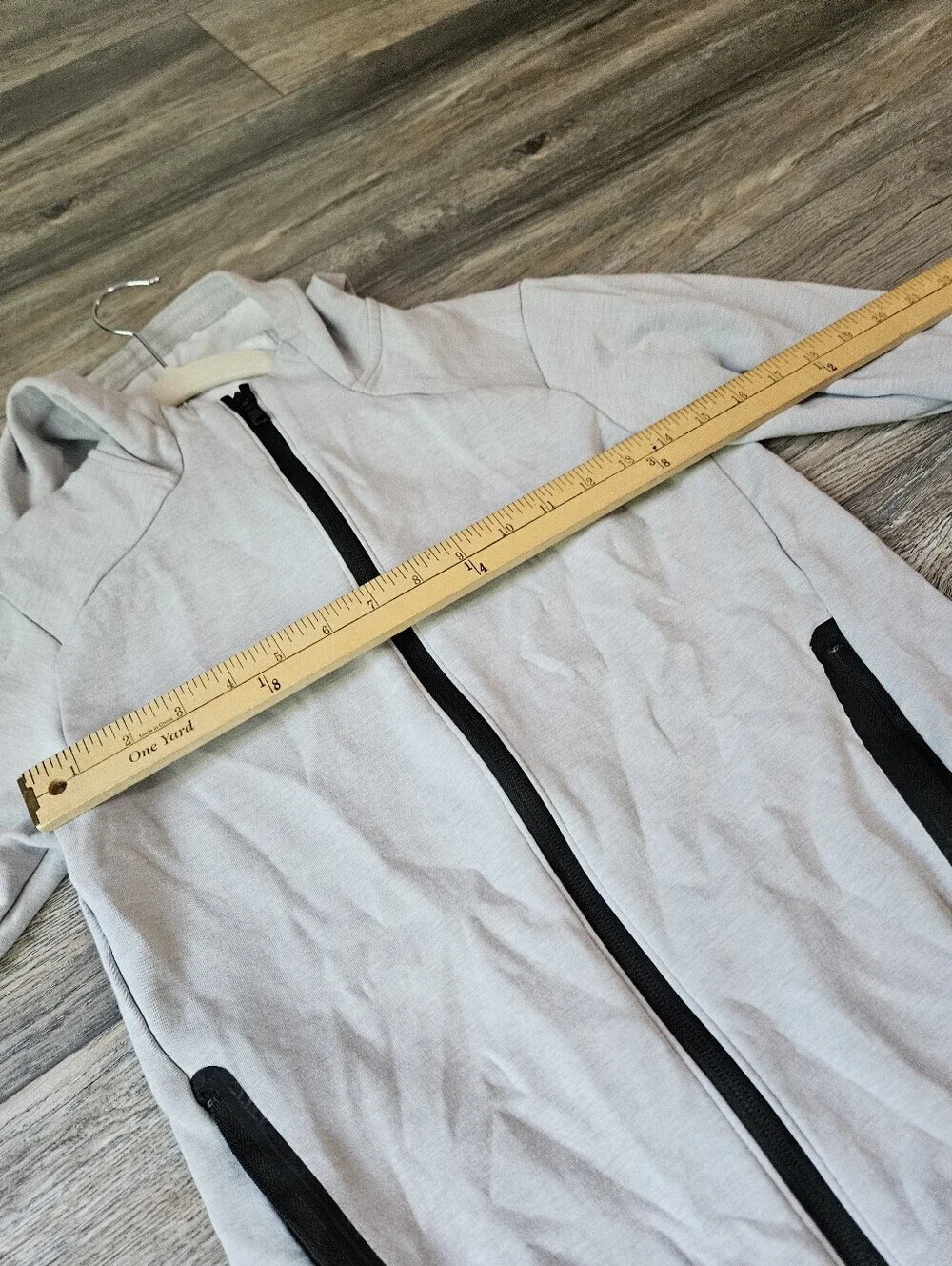 Old Navy Light Gray Kids Hooded Zip Jacket with Black Accents